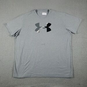 Under Armour Gray UA Heatgear Short Sleeve T-Shirt Mens Size 2XL *STAINED*